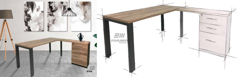 : ZIRA-LC ESCRITORIO SEMI-EJECUTIVO :: Equilibrio Modular - Amplio catalogo en muebles y mobiliario de oficina para todo Mexico.
